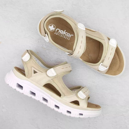 Rieker W RKR691 patogūs velcro sandalai smėlio spalvos