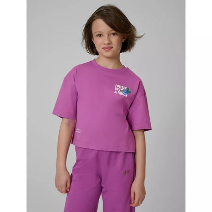 Loose T-shirt with a girl's print 4F 4FJRSS26TTSHF3827-51S