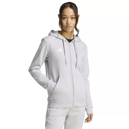 Moterims adidas Entrada 26 džemperis su pilnu užtrauktuku, pilkas KF5936