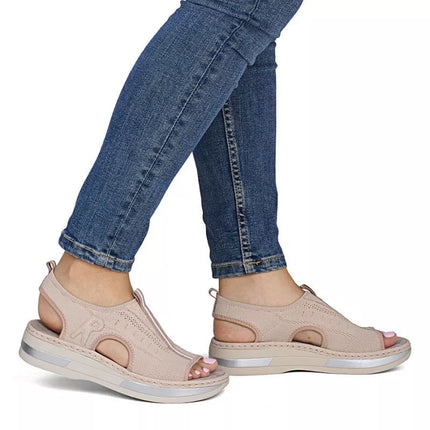 Women's pink slip-on platform sandals Rieker V59B5-31