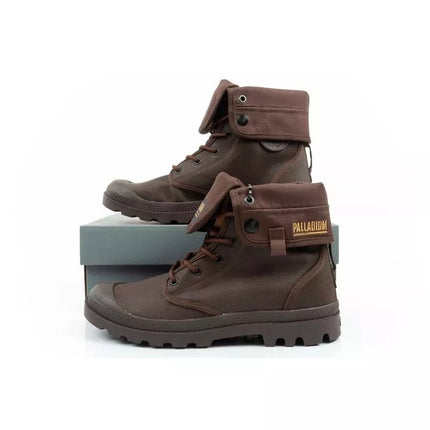 Palladium Men's Baggy Coated High Top Sneakers, Fashionable Dark Brown