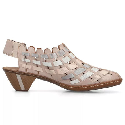 Women's leather high-heeled shoes, comfortable and flexible, cream Rieker 46778-64