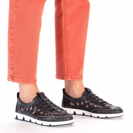 Rieker W RKR652 tamsiai mėlyni atviri odiniai batai