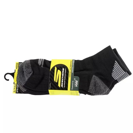 Skechers 3pk Mens 1/2 Terry Qtr Crew Socks S114662-HBLK Black 41-46