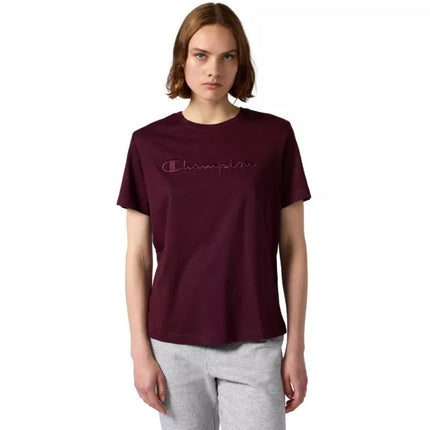 Champion moteriški marškinėliai trumpomis rankovėmis, bordo spalvos 118382 RS522