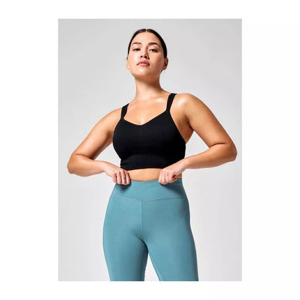 CASALL Seamless Rib Padded Sports Bra Black