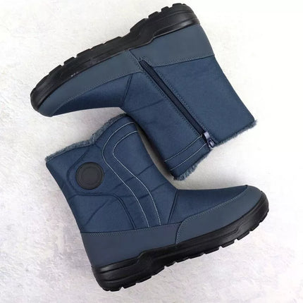 Women's flat insulated snow boots, navy blue, Potocki SU33310