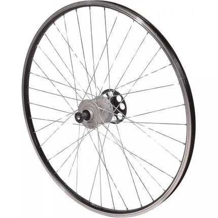 Priekinis 28 colių ratas su Shimano stebule, juodu ratlankiu