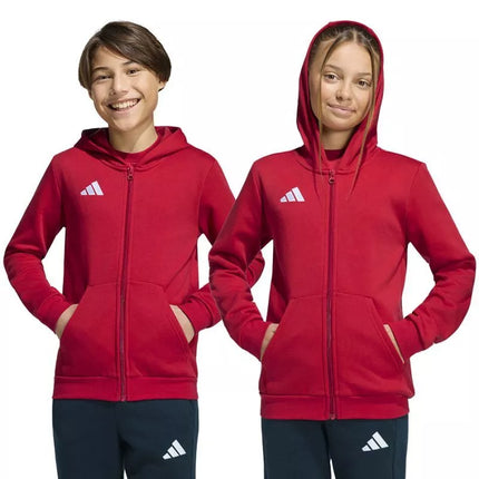 adidas Entrada 26 Vaikiškas džemperis su pilnu užtrauktuku Raudonas KH1781