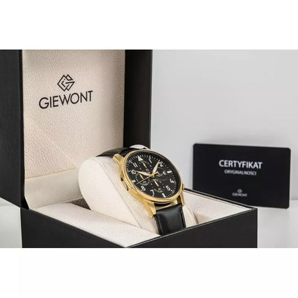 Vyriškas laikrodis Giewont Chronograph Safyrinis Juodas ir auksas GW5630-A4
