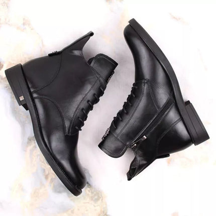 Aukštakulniai batai su raišteliais ir užtrauktuku Potocki W WOL171B juodi