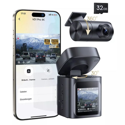 Baseus PrimeTrip VD1 Pro automobilinis vaizdo registratorius 4K+1080p su baterija - juodas