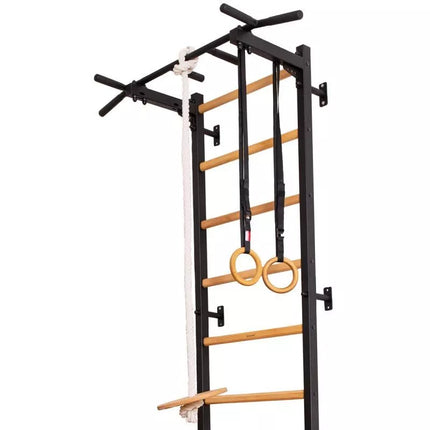GYMNASTIC WOODEN AND METAL WALL BAR WITH METAL BAR AND ACCESSORIES FOR CHILDREN BENCHK 721B A076