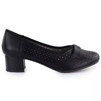 Women's openwork black pumps Jezzi 233-12