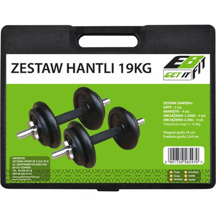 CAST IRON DUMBBELL 19 KG (2x9.5 KG) ENERO FIT CASE