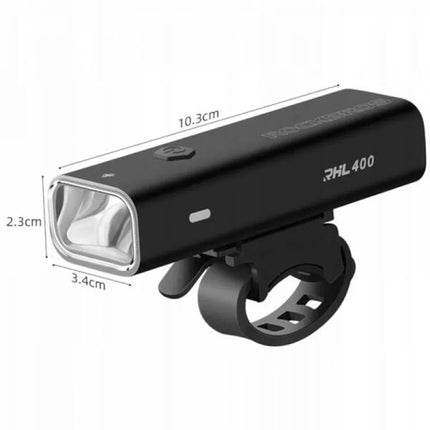 Rockbros 24310006001 Priekinis dviračio žibintas 400 lm + Micro USB laidas - USB-A - Juodas
