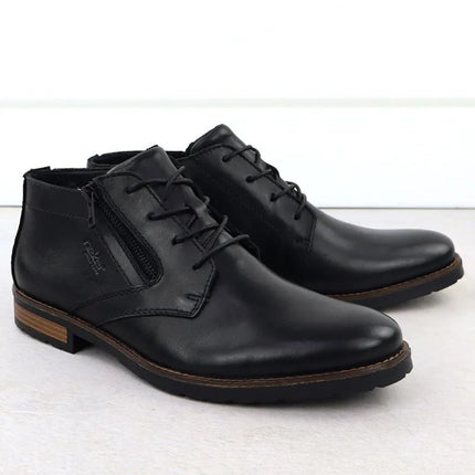 Men's leather ankle boots, unlined, black, Rieker14609-00