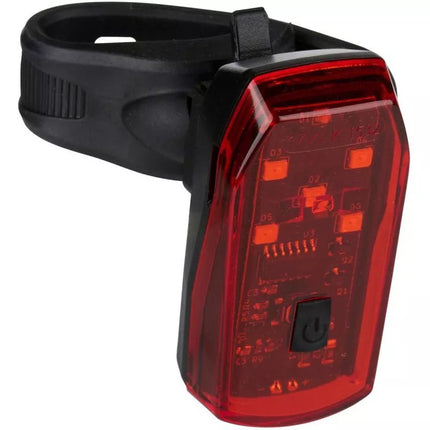 Galinė dviračio lemputė su 5 LED ir stabdymo funkcija, sertifikuota DUNLOP