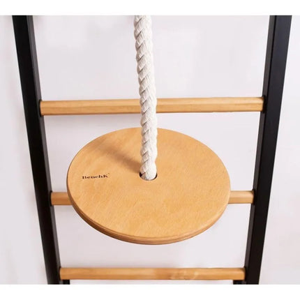 WOODEN AND METAL GYMNASTIC WALL BAR WITH WOODEN BAR AND ACCESSORIES BENCHK 221B A076