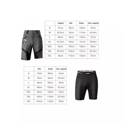 Rockbros men's 2-in-1 cycling shorts, gray, size L