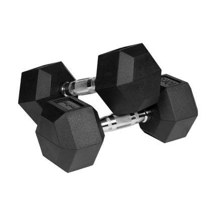 HEX 2x10 kg rubber-coated cast iron dumbbells REBEL ACTIVE