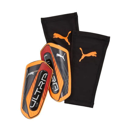 Puma Ultra Light Sleeve Heat Fire Football Shin Guards Orange 30989 05