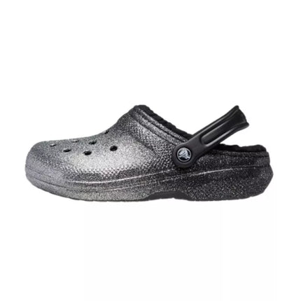 Crocs Klasikiniai klumpių tipo šlepetės su blizgučių pamušalu Silver - 205842-067