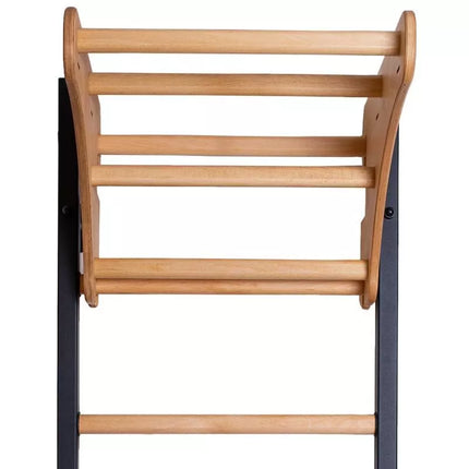 GYMNASTIC WOODEN AND METAL WALL BAR WITH 4 HANDLES WITH A WOODEN BAR BENCHK 211B