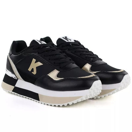 Women's leather sports shoes black Kobbo 100102