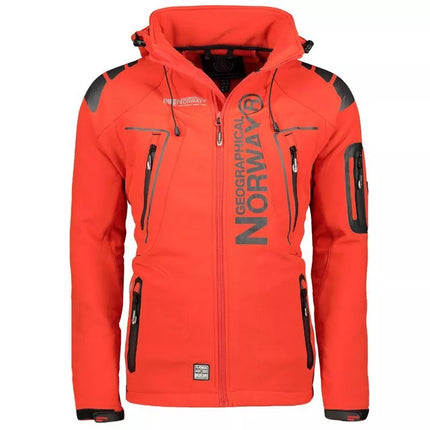 Geographical Norway Techno MEN 056 BS3 vyriškas sportinis švarkas su reguliuojamu gobtuvu, atsparus vandeniui, raudonas (WU1060H/GN)