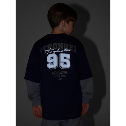 Boy's loose T-shirt with print 4F 4FJRSS26TTSHM3465-31S