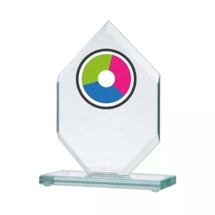 Glass trophy with LuxorJet color print