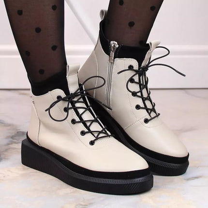 Filippo W PAW482 smėlio spalvos, izoliuoti, odiniai aulinukai su platforma