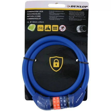 Dunlop dviračio kabelinė kodinė spyna, 10 mm x 65 cm, mėlyna 1042503