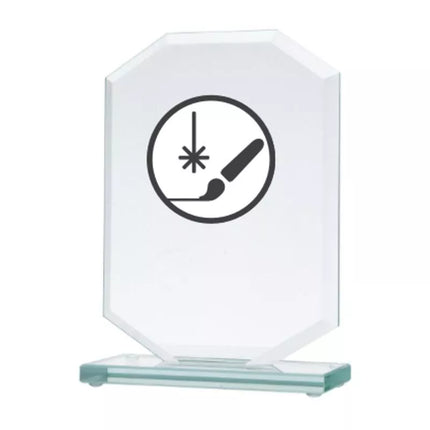 Engraved glass trophy + paint filling