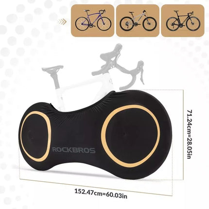 Rockbros D95 elastingas užvalkalas, tinkantis 26-29 colių (700C) žvyriniams, kalnų, miesto ir plento dviračiams (71×152 cm) – juodas