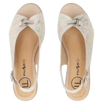 Women's leather sandals on a block, gold Filippo DS7645