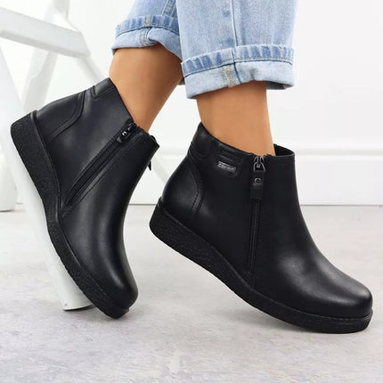 Women's insulated ankle boots with a raised heel, black, Sergio Leone BT25348-S