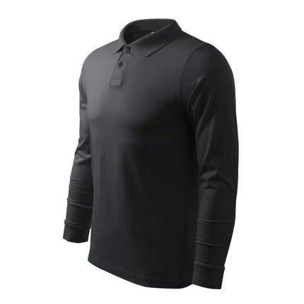 Malfini Single J. LS M MLI-21194 ebony gray polo marškinėliai