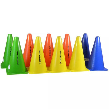 Treniruočių kūgių rinkinys, 23 cm aukštis, 10 vnt. DUNLOP