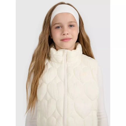 Girls' down vest with synthetic filling 4F 4FJRAW25TVJAF323-11S