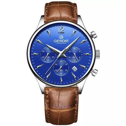 Vyriškas laikrodis Giewont Chronograph Sapphire rudas mėlynas GW6310-A5