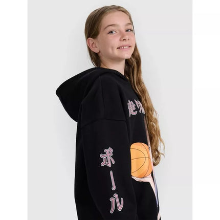 Girls' sweatshirt with hood, open, 4F 4FJRAW25TSWSF2293-20S