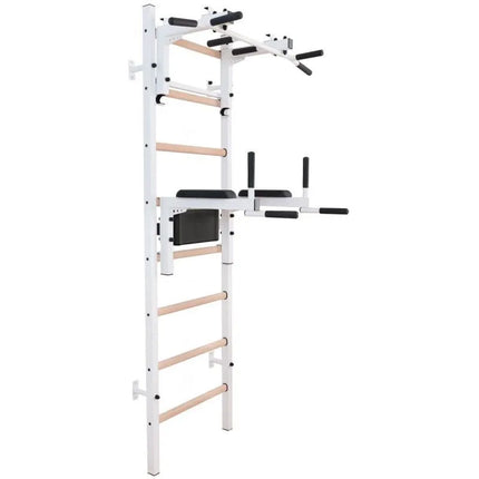 WOODEN AND METAL GYMNASTIC WALL BAR WITH BAR AND ACCESSORIES BENCHK 232W