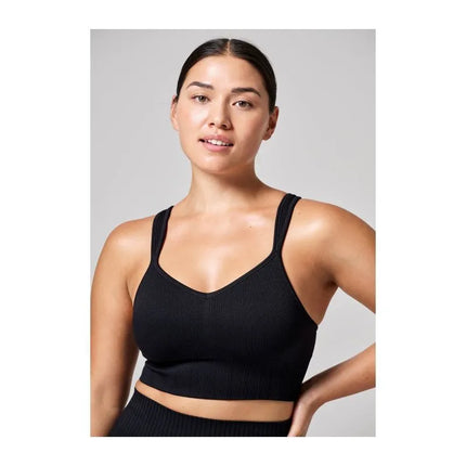 CASALL Seamless Rib Padded Sports Bra Black