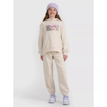Girls' sweatshirt with hood, open, 4F 4FJRAW25TSWSF2294-11S