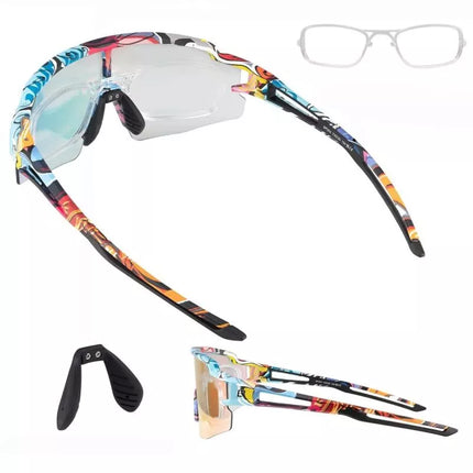 Rockbros Photochromic Cycling Glasses with UV Protection and Corrective Insert - Multicolor