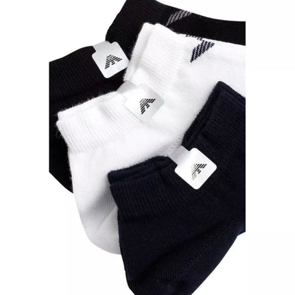 Emporio Armani Calza Ankle Socks Cotton Comfortable 3-Pack Navy Blue Black White