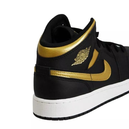 Air Jordan 1 Mid Junior (GS) Basketball Shoe Black/Metallic Gold - DQ8423-071