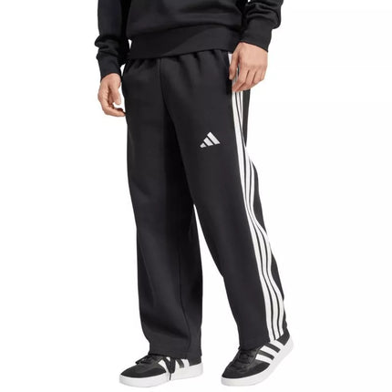 Vyriškos adidas Essentials Trijų Dryžių Fliso Kelnės Plačiomis Klešnemis Juodos JM1770